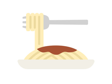 Illustration of pasta icon in a bowlのイラスト素材
