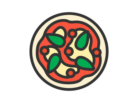 Illustration of a whole pizza icon (line art color)のイラスト素材