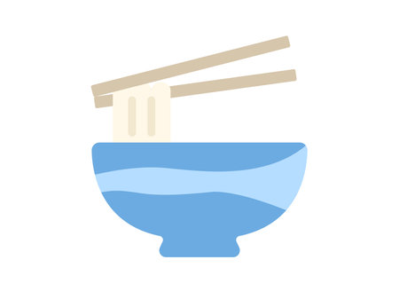 Illustration of udon noodle icon in a bowlのイラスト素材