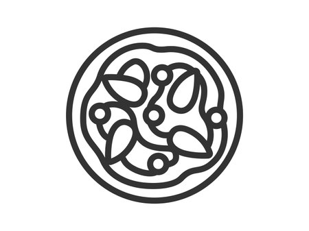 Illustration of a whole pizza icon (line drawing)のイラスト素材