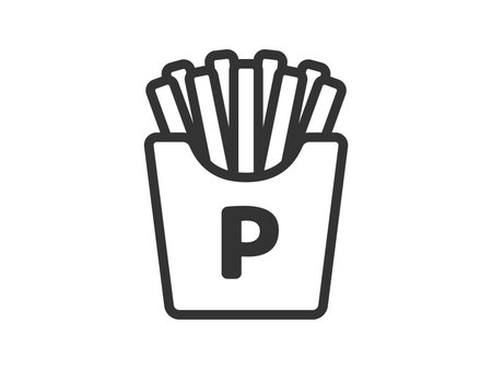 Illustration of a french fries icon (line art color) in a packのイラスト素材