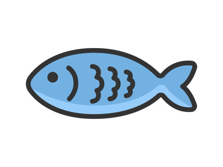 Illustration of a simple fish icon (line art color)のイラスト素材