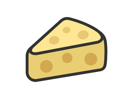 Illustration of a cut, cheese icon (line art color)のイラスト素材