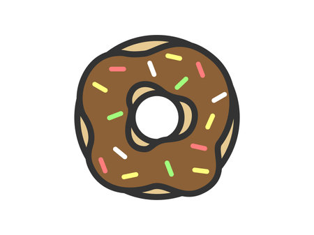 Illustration of chocolate donut icon (line art color)のイラスト素材