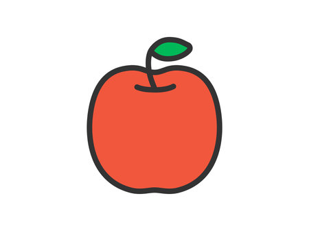 Illustration of a fruit, apple icon (line art color)のイラスト素材