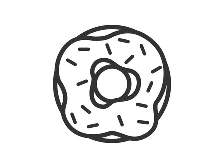 Illustration of chocolate donut icon (line drawing)のイラスト素材