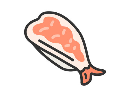 Illustration of shrimp sushi icon (line art color)のイラスト素材
