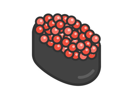 Illustration of a sushi icon (line drawing color) of a salmon roe warship rollのイラスト素材