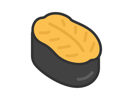 Illustration of a sea urchin warship roll, sushi icon (line drawing color)のイラスト素材