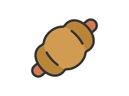 Illustration of sausage roll icon (line art color)のイラスト素材