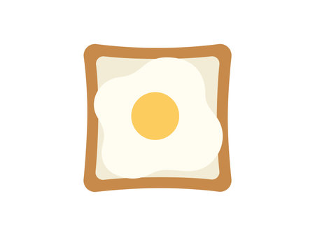 Illustration of a bread icon with a fried egg on topのイラスト素材