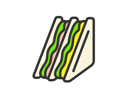 Illustration of sandwich icon (line art color)のイラスト素材