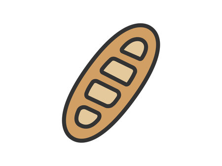 Illustration of French bread icon (line art color)のイラスト素材