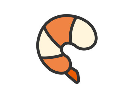 Illustration of shrimp icon (line art color) in hot waterのイラスト素材