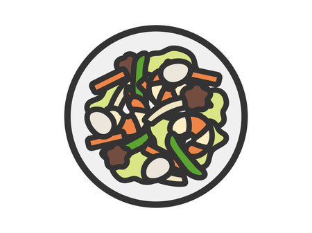 Illustration of the icon of Happo (line art color)のイラスト素材