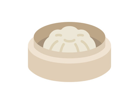 Illustration of a Chinese bun icon in a steaming basketのイラスト素材