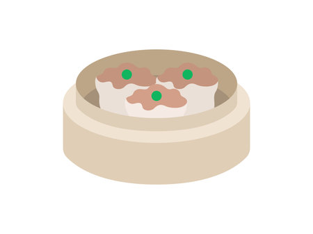 Illustration of a shumai icon in a steaming basketのイラスト素材