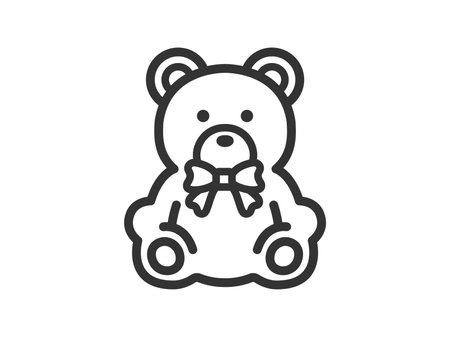 Illustration of the bear Nui Gurumi icon (line drawing) with a ribbonのイラスト素材