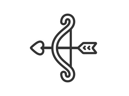 Illustration of Cupid's bow and arrow icon (line drawing)のイラスト素材