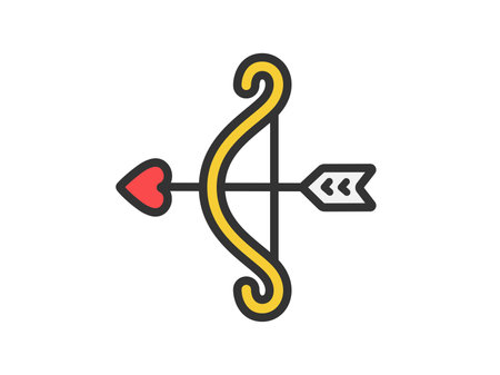 Illustration of Cupid's bow and arrow icon (line art color)のイラスト素材