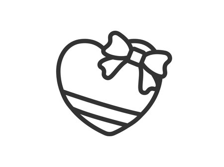 Illustration of a heart icon (line drawing) with a ribbonのイラスト素材