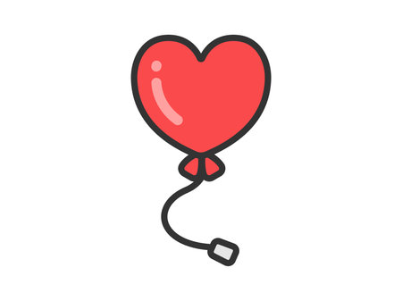 Illustration of the heart balloon icon (line art color)のイラスト素材