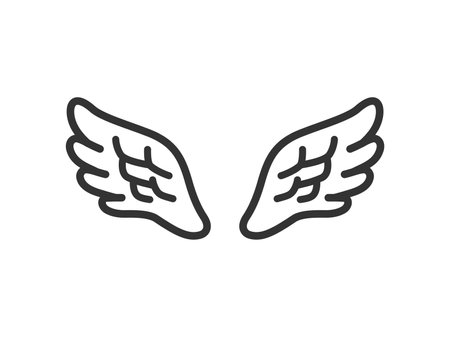 Illustration of a wing icon (line drawing)のイラスト素材