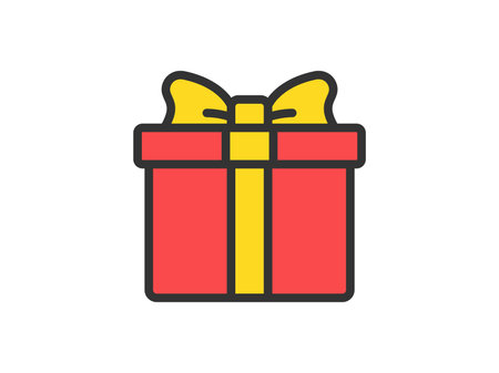 Illustration of the wrapped gift box icon (line art color)のイラスト素材