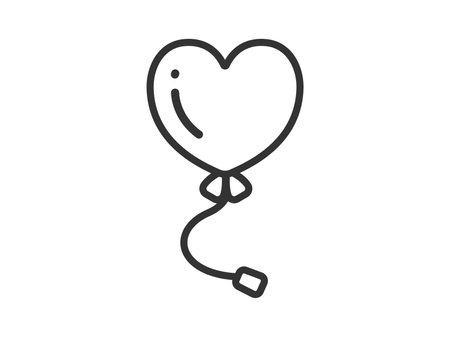Illustration of heart balloon icon (line drawing)のイラスト素材