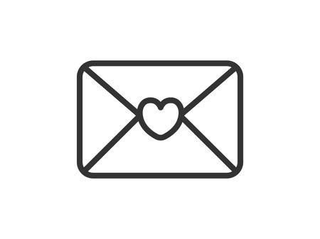 Illustration of a love letter icon (line drawing)のイラスト素材