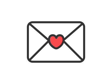Illustration of a love letter icon (line art color)のイラスト素材