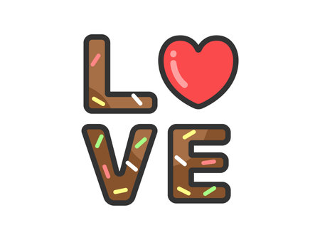 Illustration of Valentine's Day LOVE character icon (line drawing color)のイラスト素材