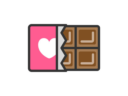 Illustration of Valentine's Day chocolate bar icon (line art color)のイラスト素材