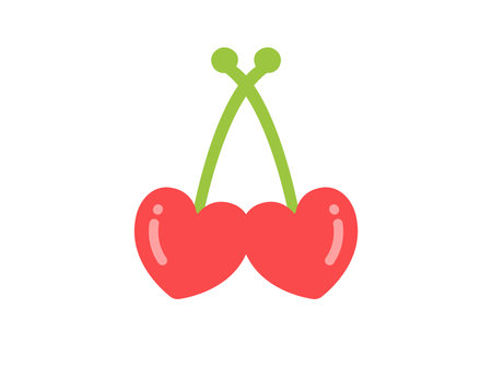 Illustration of a heart-shaped, cherry iconのイラスト素材