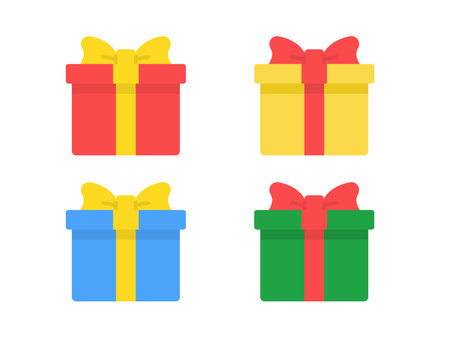 Wrapped illustration set of gift box iconsのイラスト素材
