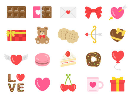Valentine's Day icon illustration setのイラスト素材