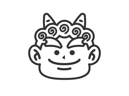 Illustration of a demon icon (line drawing)のイラスト素材
