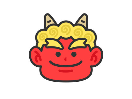 Illustration of the red demon icon (line art color)のイラスト素材