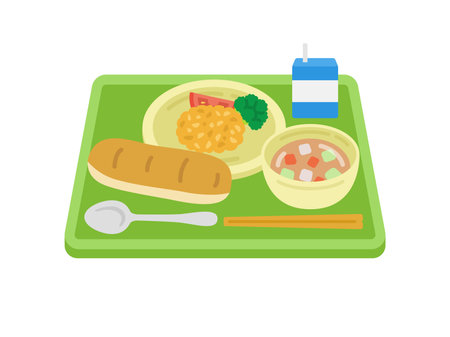 Illustration of school lunch on Bread Dayのイラスト素材