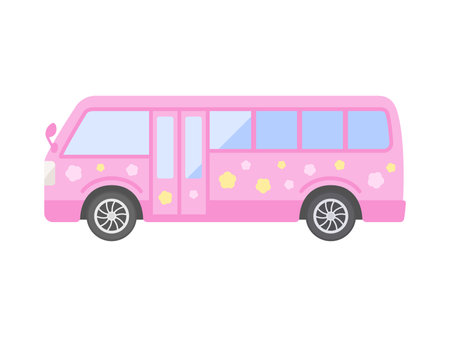 Illustration of a pink kindergarten busのイラスト素材