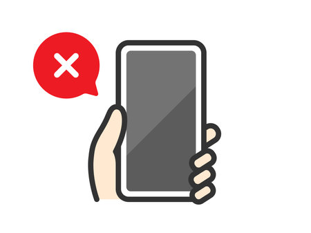 Illustration of a smartphone icon (line drawing color) that failed authenticationのイラスト素材