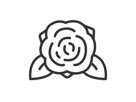 Illustration of a rose flower icon (line drawing)のイラスト素材