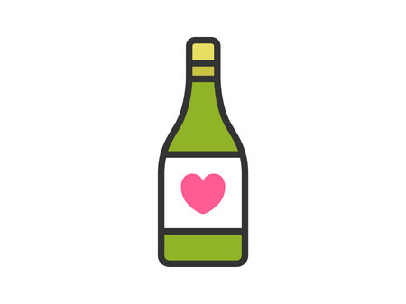 Illustration of a sparkling wine bottle icon (line art color)のイラスト素材