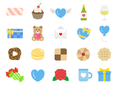 White Day icon illustration setのイラスト素材