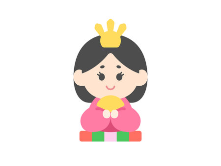 Illustration of a female chick icon on a hina dollのイラスト素材