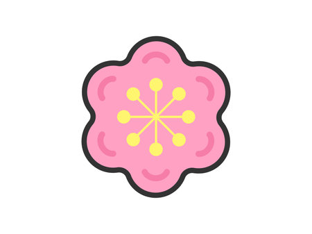Illustration of plum blossom icon (line art color)のイラスト素材