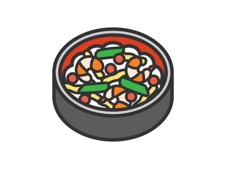 Illustration of the chirashi sushi icon (line drawing color) of the Hinamatsuriのイラスト素材