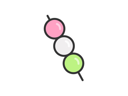 Illustration of a tricolor dumpling icon (line art color)のイラスト素材