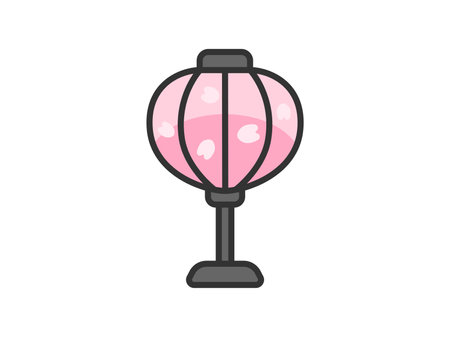 Illustration of the bonbori icon (line drawing color) of the Hinamatsuriのイラスト素材