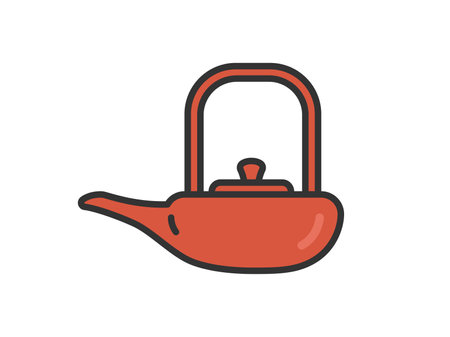 Illustration of teapot icon (line art color)のイラスト素材
